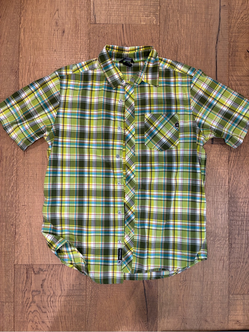 Men's marmot Green Plaid Short-Sleeve Button-Up Shirt